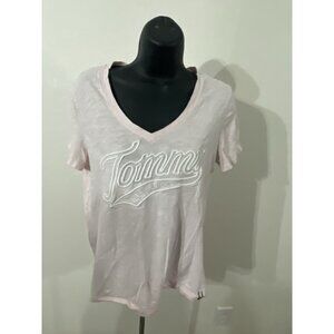 Tommy Hilfiger  Denim Top Blouse 3D Embroidery Logo Pink Women Medium